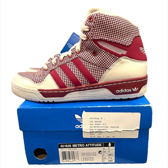 RARE NWT Adidas Metro Attitude Red Houndstooth sz 7.5 Mens / 9 Womens Sneakers - Picture 2 of 13